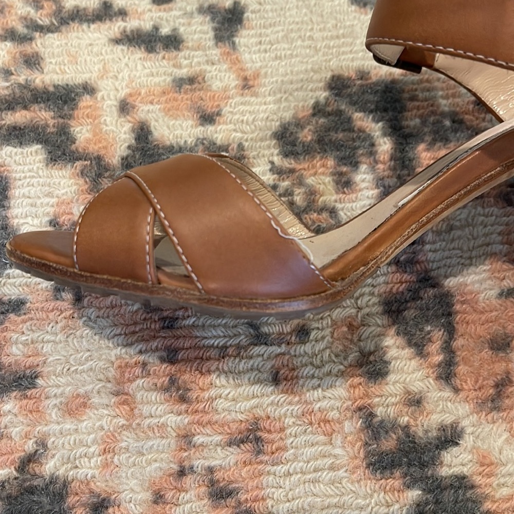 Manolo Blahnik Brown Leather Cross‑Strap Ankle Strap Heels - Picture 6 of 6